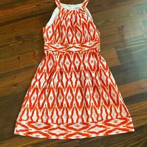 DB Established | Women's Orange & White Sleeveless Dress | Size 10 | 0768
